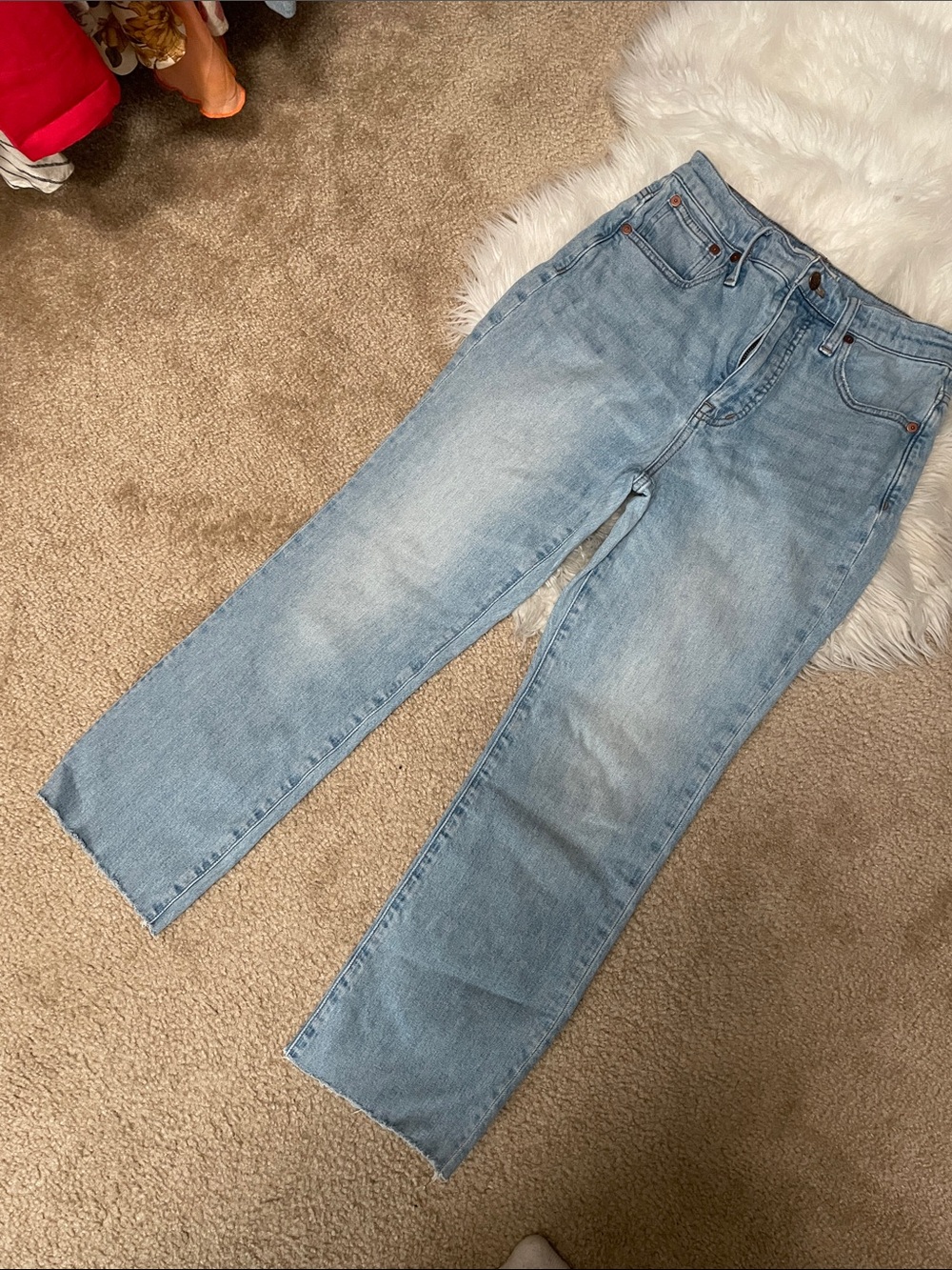 Madewell Straight Leg Jeans in Light Blue Wash